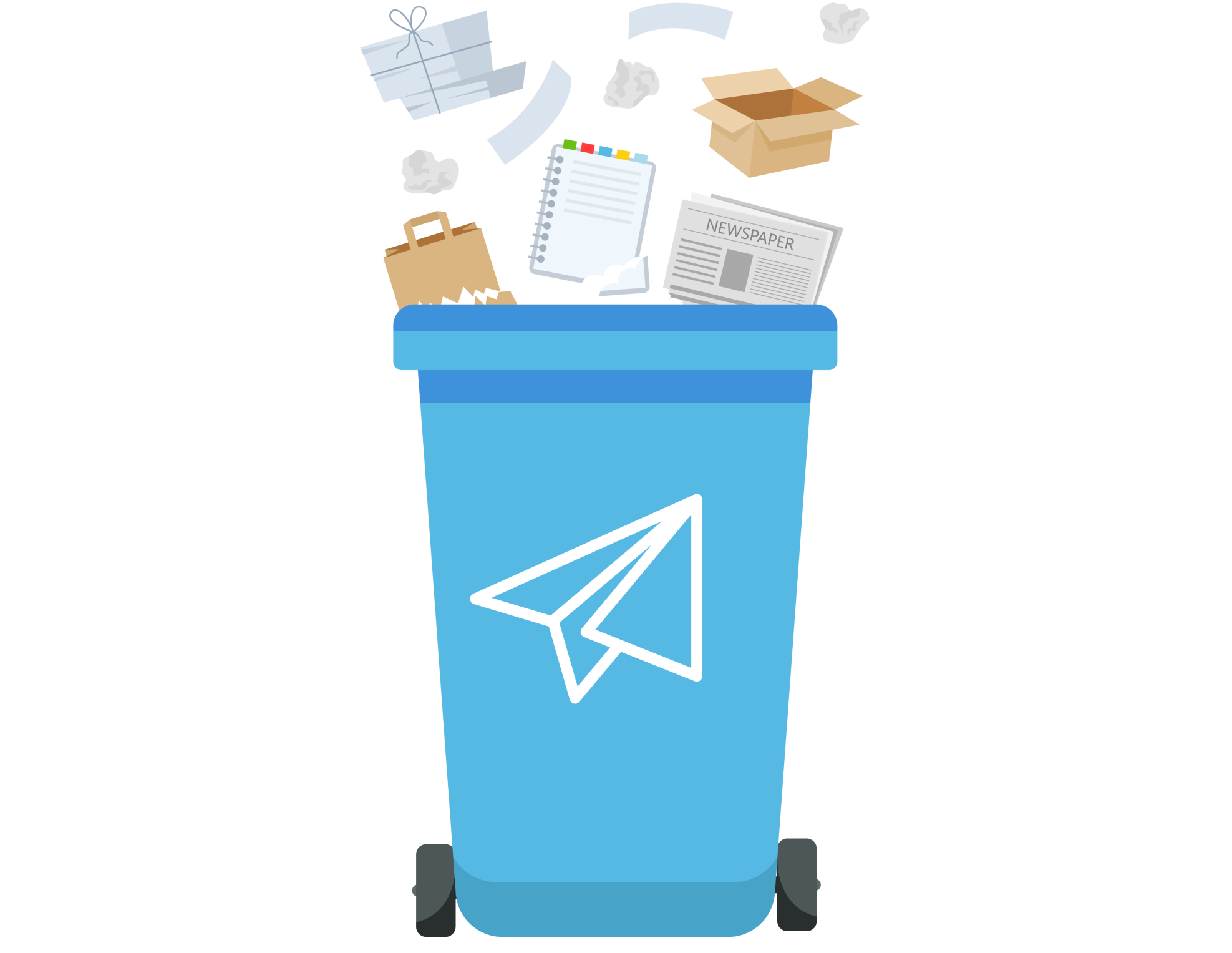 Paper and cardboard recycling bin icon for commercial waste management and industrial recycling services