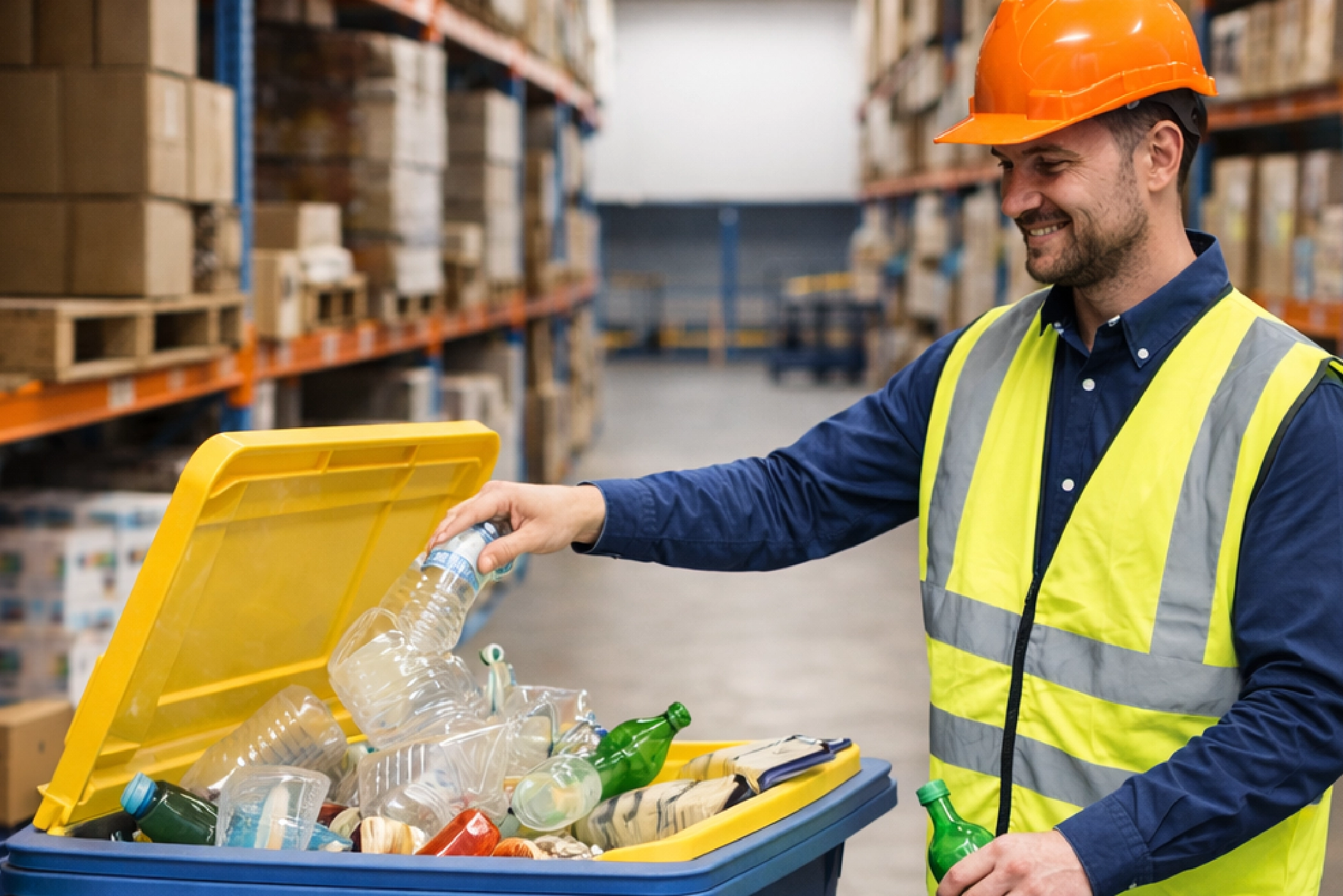 Commercial recycling systems used in offices, retail stores, warehouses and hospitality venues.