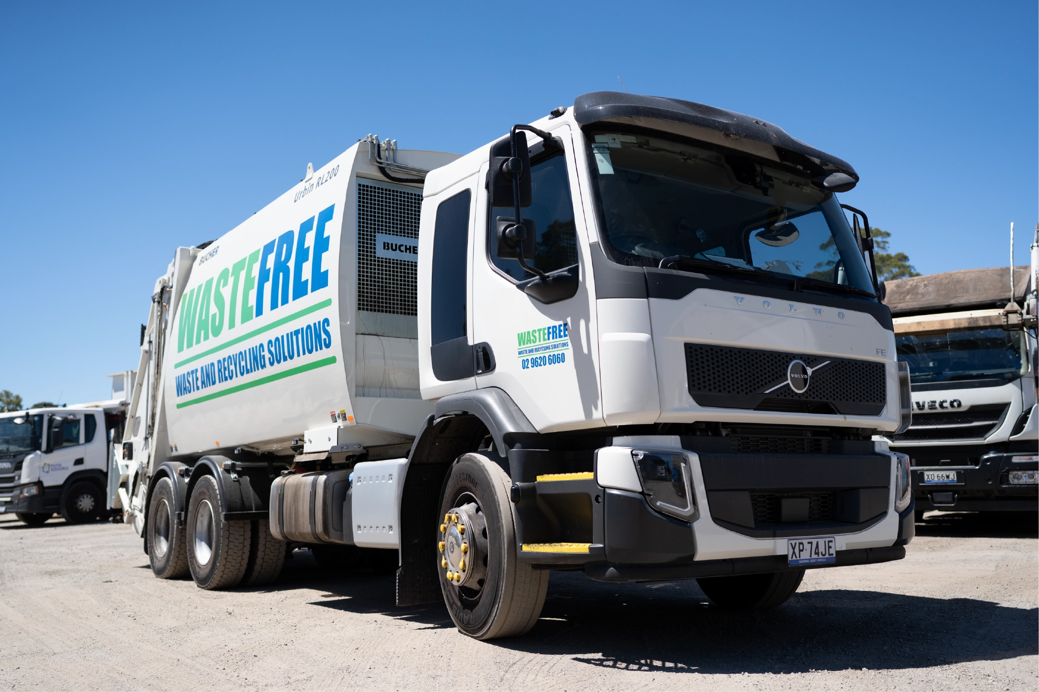 Wastefree commercial recycling truck collecting recyclable materials for industrial waste management services