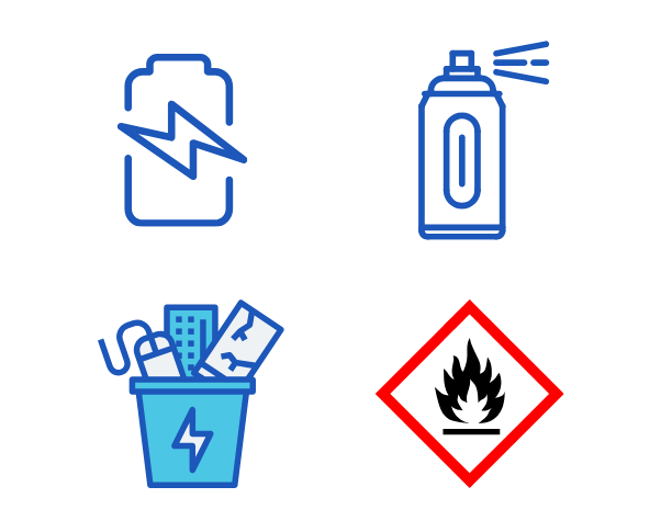 Common causes of hot loads in waste management including batteries, electronics and flammable materials in commercial waste streams