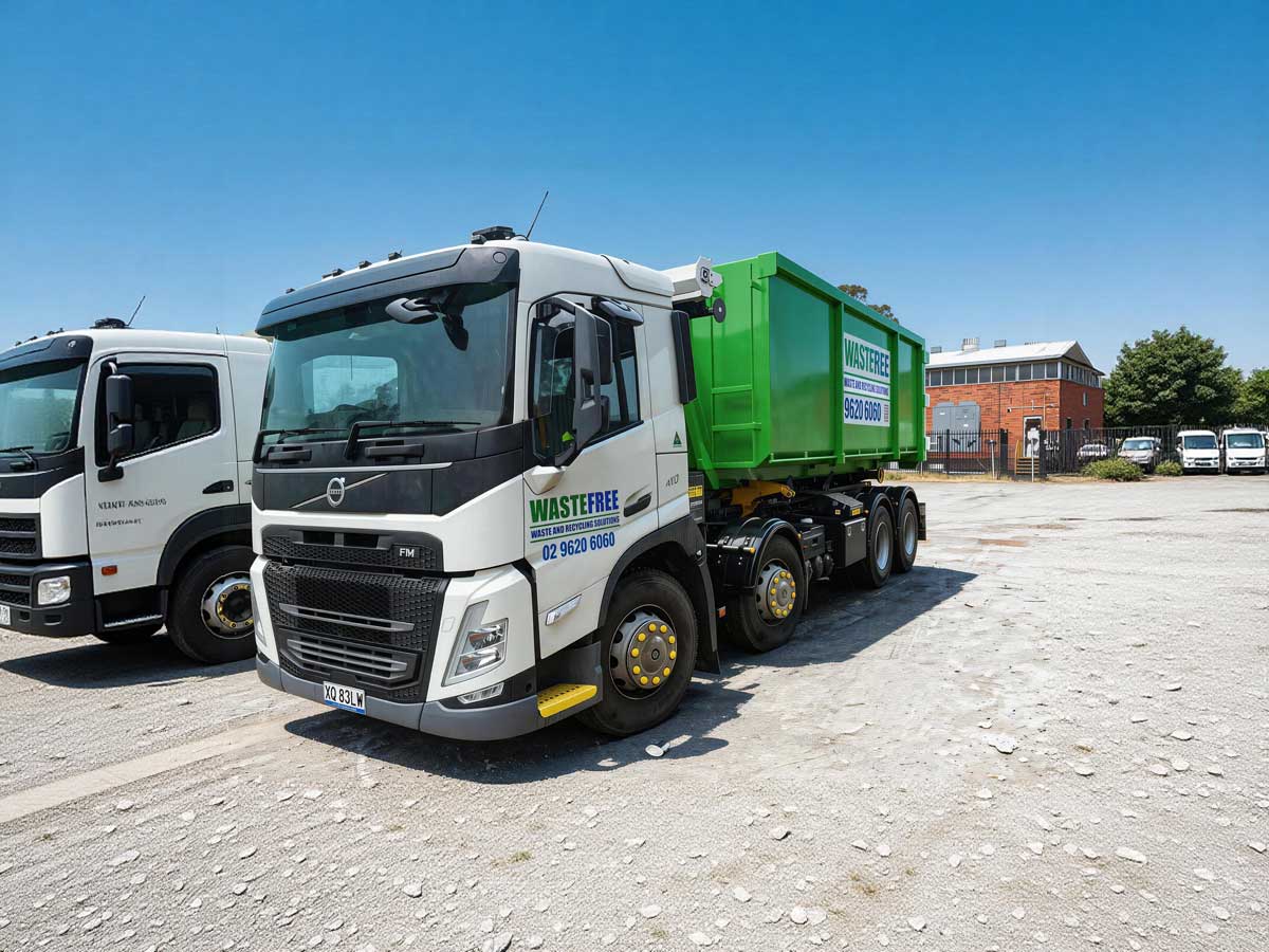 Wastefree industrial waste collection truck servicing manufacturing and logistics facilities across NSW
